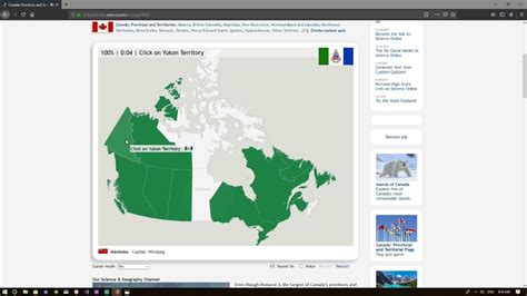 I accomplished this run using AutoHotKey by constantly copying the entire page's text, using CtrlA and CtrlC, and then clicking the correct state. . Canada provinces quiz seterra